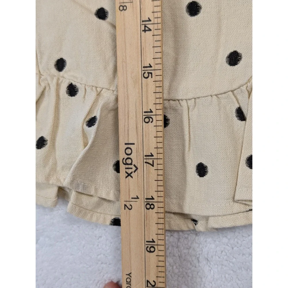 HM Divided Polka Dot Peplum Top Cream Cotton Linen Tie Strap Small NEW